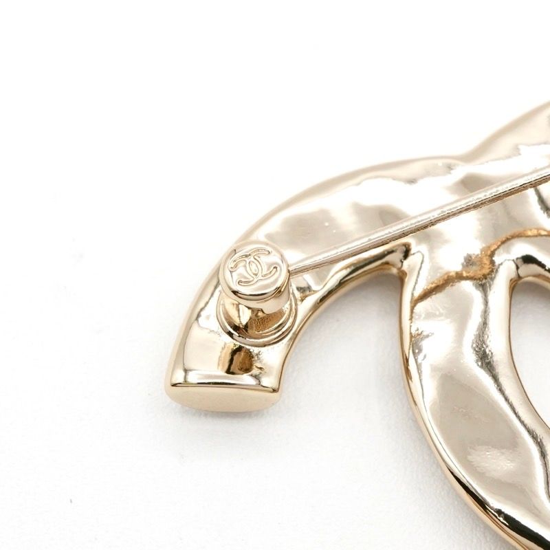 Chanel Brooch Corsage Gold Here Mark Rhinestone