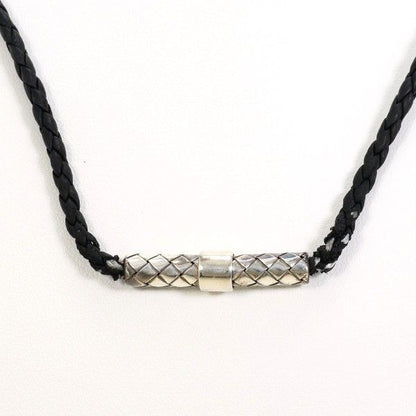Bottega Veneta Intrecciato Circle Silver Leather Necklace 56 — view 6