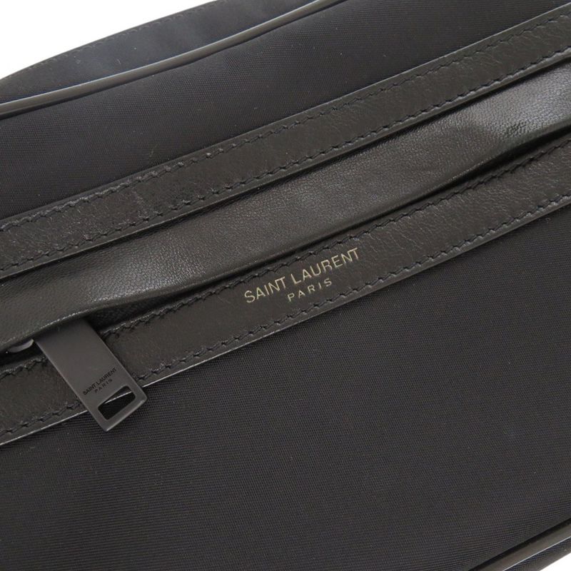Saint Laurent Camera Bag Camp Nylon Lambskin Black Shoulder Bag Black 0596