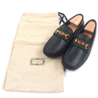 Gucci 624698 Webline Sherry Line Leather Horsebit Loafers Slip-on Driving