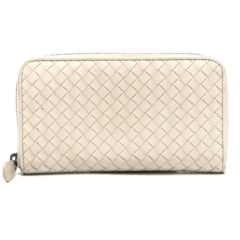 Bottega Veneta Long Wallet Intrecciato 114076 Leather White