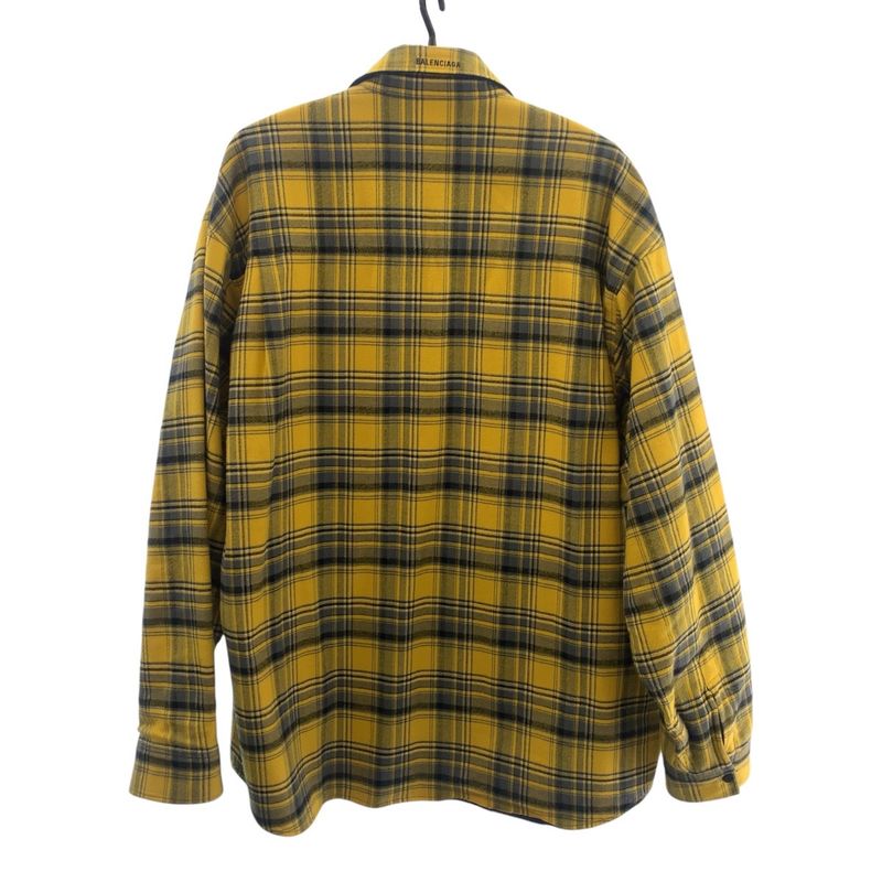 Balenciaga Size M Yellow Blue Cotton 720105tnm27 Long Sleeve Shirt Reversible