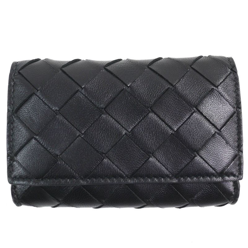 Bottega Veneta Intrecciato Compact Wallet Leather Coin Case Black Storage With