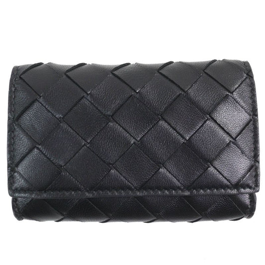 Bottega Veneta Intrecciato Compact Wallet Leather Coin Case Black Storage With