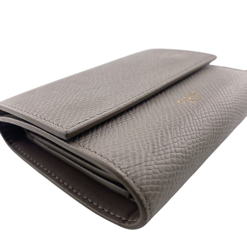Celine Small Trifold Wallet Branded Coin Purse Bill Grey Ladies