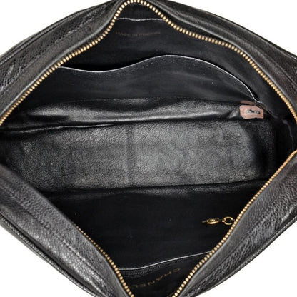 Chanel Coco Mark Chevron V-stitch Shoulder Bag In Black Caviar Skin