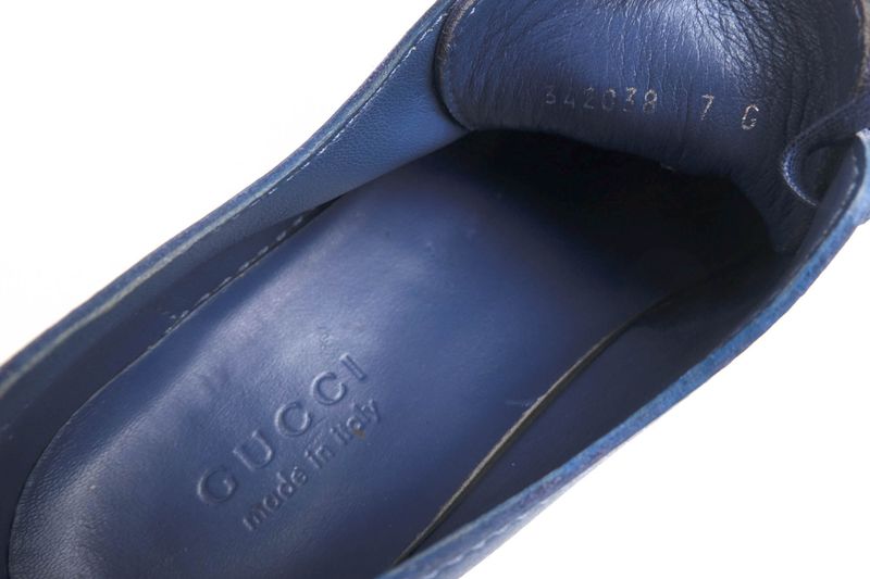 Gucci Shoes Sneakers Shoes Low Cut Men Leather Genuine Blue 342038 Mirosoft