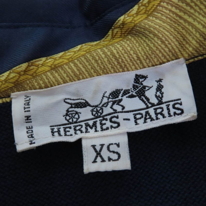 Hermes Silk Cotton Cashmere H Logo Button Twill Raine Knit Long Sleeve