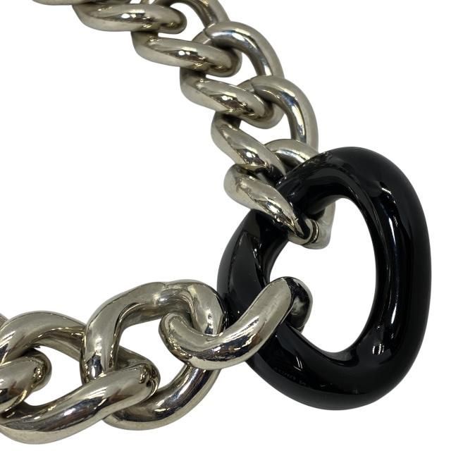 Christian DIOR Necklace Chain Necklace Choker Accessory Small Metal Silver Black