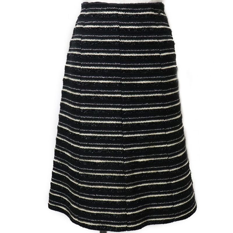Chanel Flared Skirt P19873v11554 Tweed Black Ladies Skirt