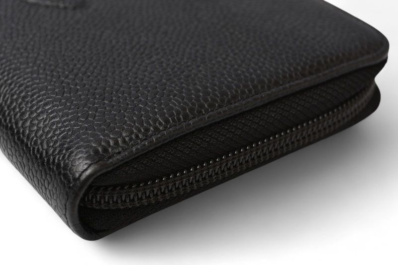 Chanel Wallet Chanel Long Wallet Round Zipper Caviar Skin Black Silver A50071