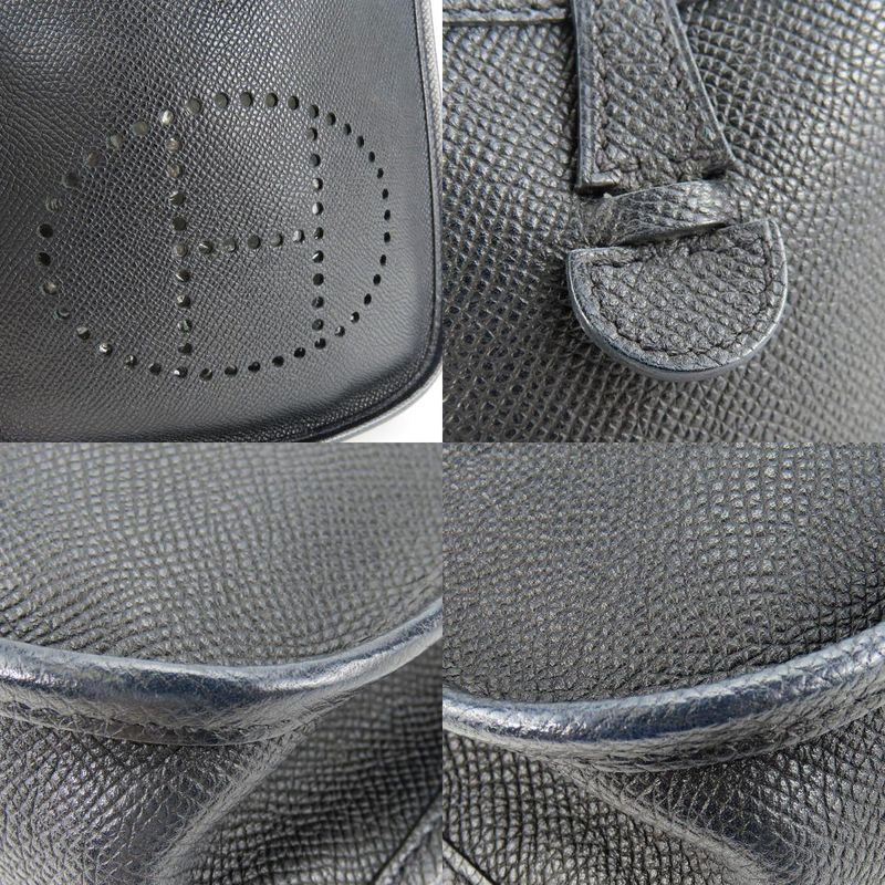 Hermes Shoulder Bag Evelyn TPM Vaux Epson Black Silver Hardware 16 X Engraved