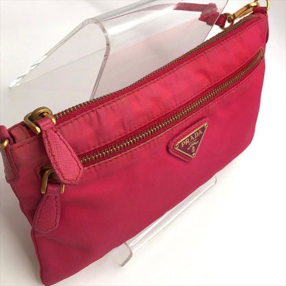 Prada Triangle Logo Nylon Tessuto Mini Shoulder Bag Pouch Pink
