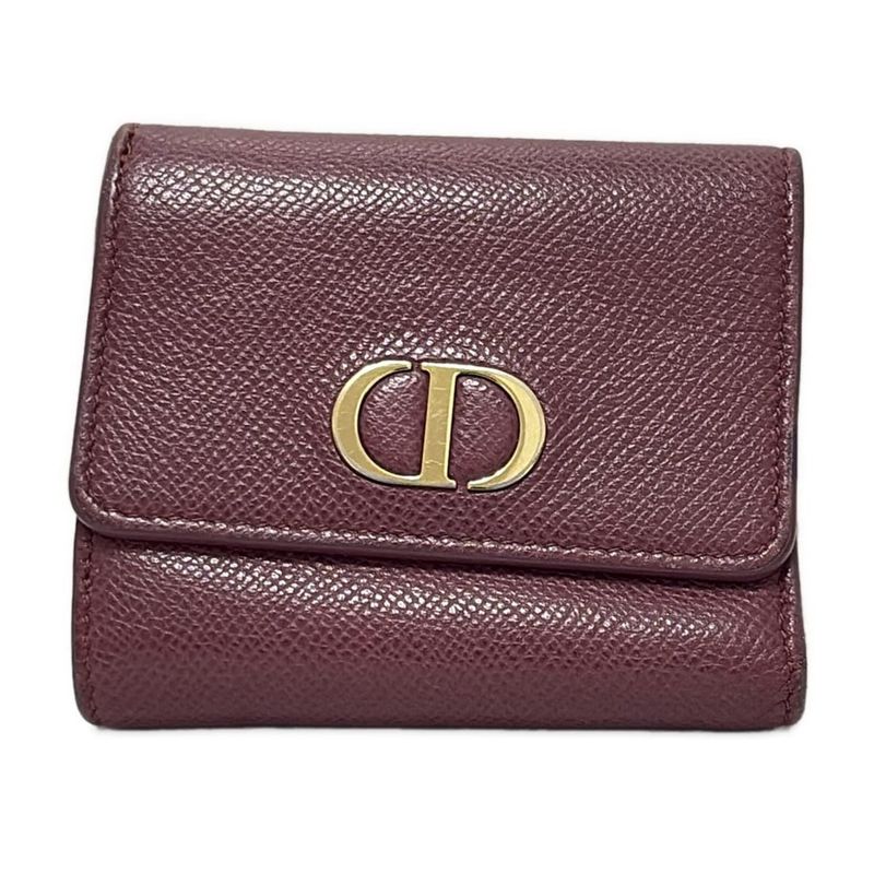 Dior/christian Dior 30 Montaigne Lotus Wallet Bordeaux Leather