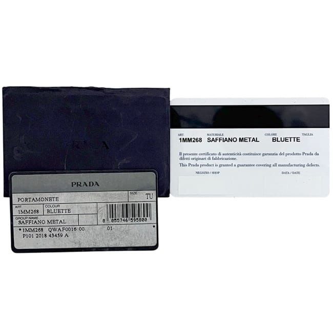 Prada Coin Case Blue Bluette Saffiano Metal