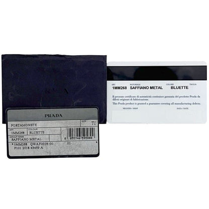 Prada Coin Case Blue Bluette Saffiano Metal