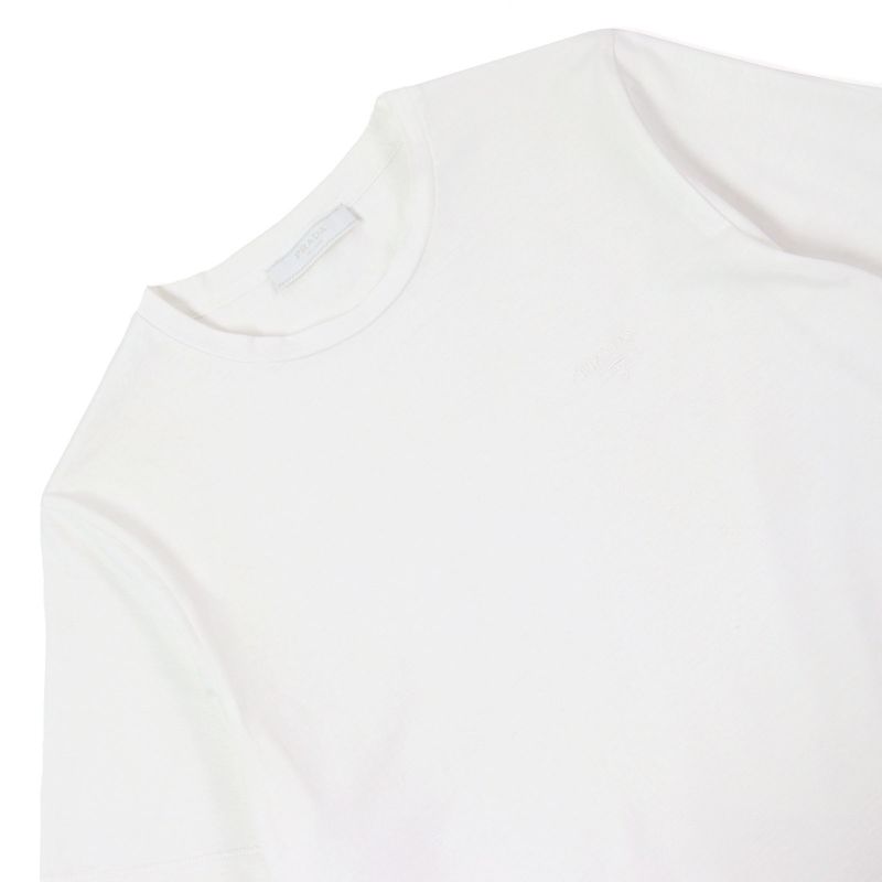 Prada 24SS Ujn884 Cotton 100% Logo Embroidery Crew Neck Short Sleeve T-shirt