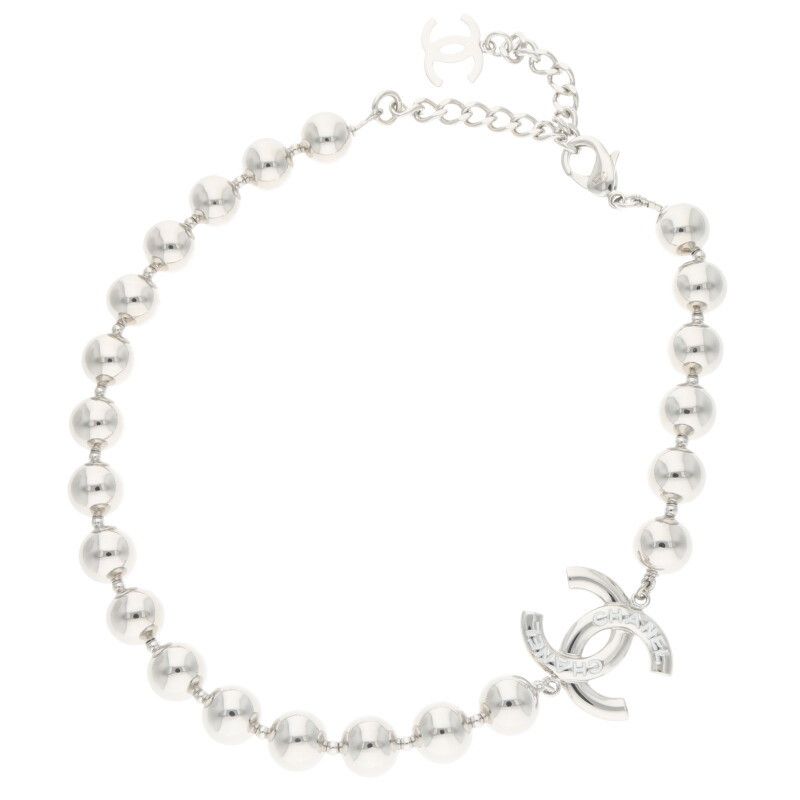 Chanel Coco Mark Silver Necklace Women