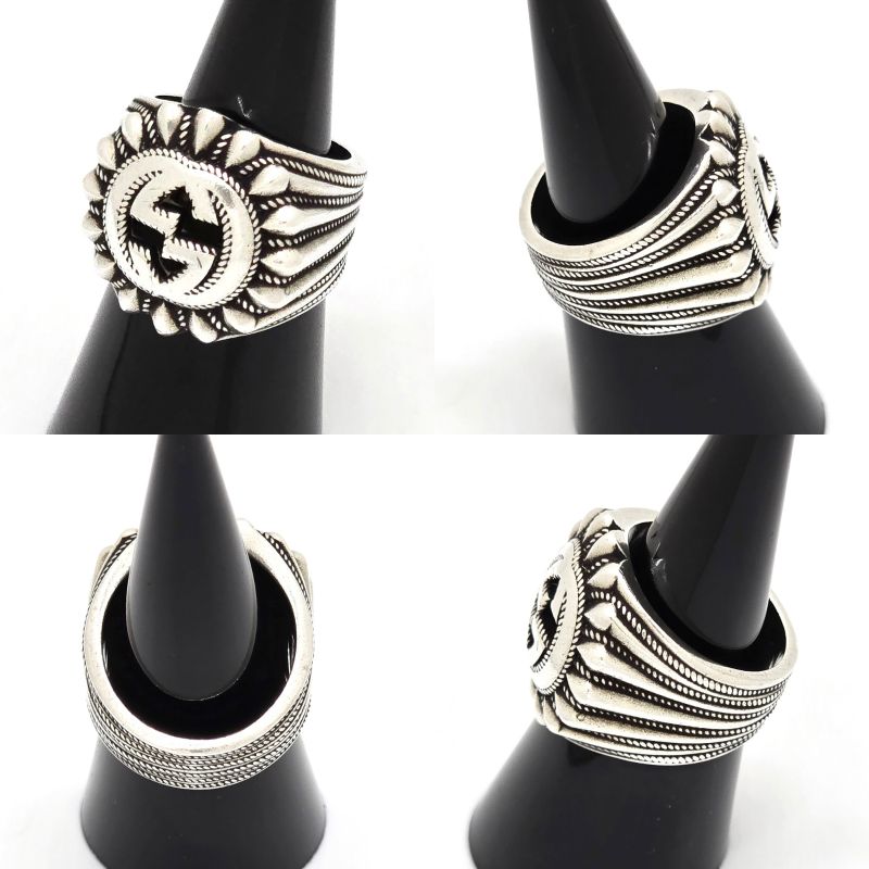 Gucci Interlocking G Signet Ring 10 Approx 10 Star Ring Silver Sv925 Engraved