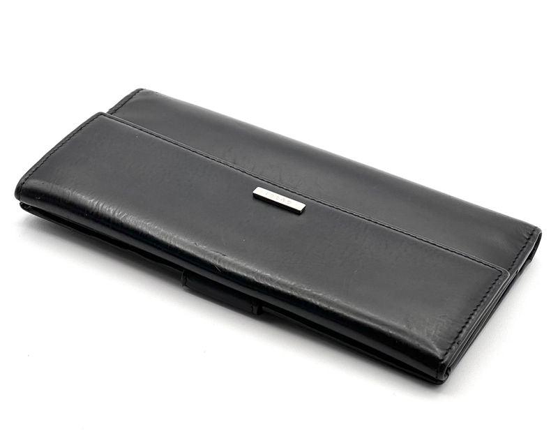 Gucci Long Wallet Logo Black Leather 08bs166