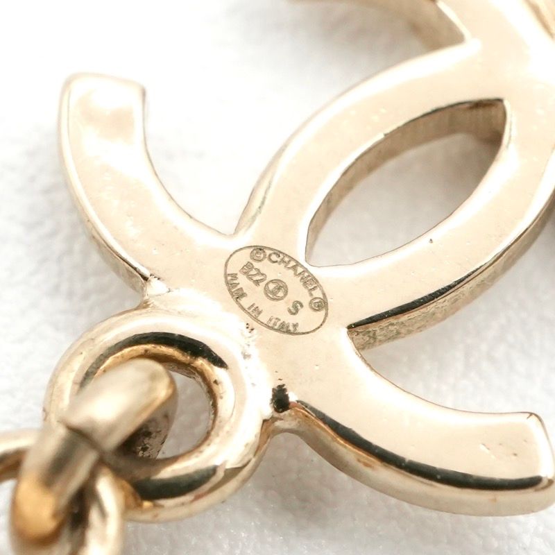 Chanel Earrings Earring Gold Coco Mark Rhinestone Clover Heart