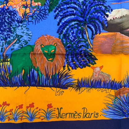 Hermes Carre 90 Nuba Mountain Nuba Mountain Navy Scarf 100% Silk