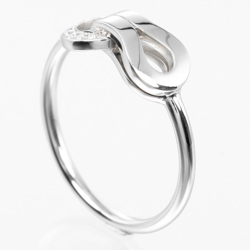 Cartier Agraf 18kwhite Gold And Diamonds #9 Ladies 2.5g Ring