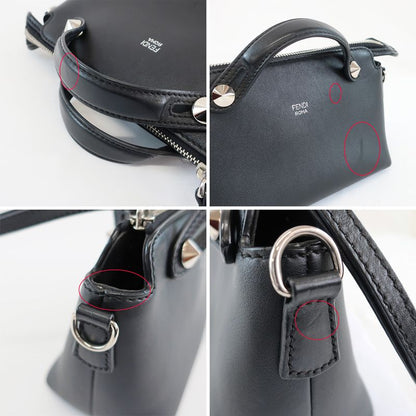 Fendi Mini Vitheway Black Shoulder Bag Handbag 2WAY Leather 8bl135