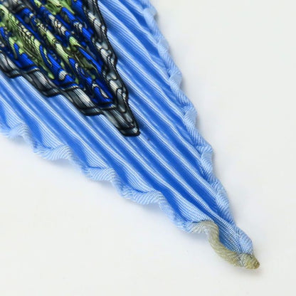 Hermes Scarf Pleated Carre 90 Indian Hunting Chasse EN INDE Silk Blue Multicolor