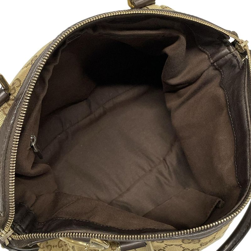 Gucci Handbag Sookie GG Pattern 247902 Dark Brown And Beige Leather