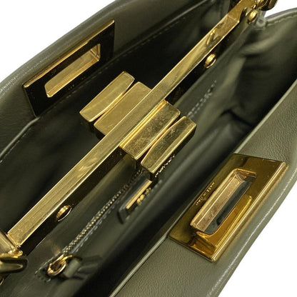 Fendi Handbag Mini Peekaboo Pocket 8bn311 Khaki Leather