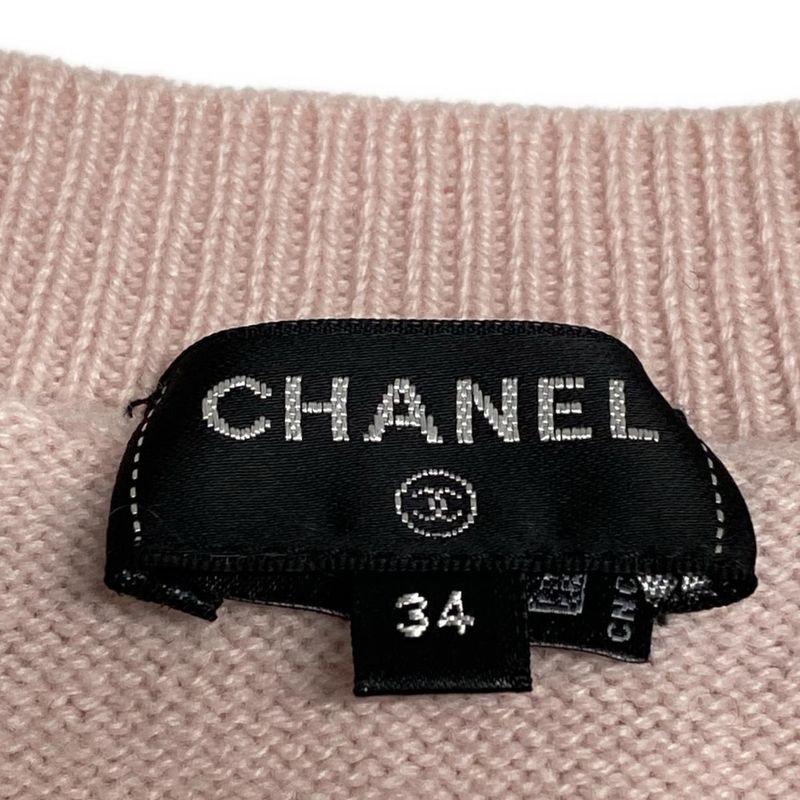 Chanel Cardigan Size 34 S Women - P72452 Light Pink Short Sleeves Sequin