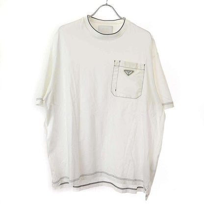 Prada 22ss Logo Plate Nylon Pocket T-Shirt Ujn790 10d3 White XS