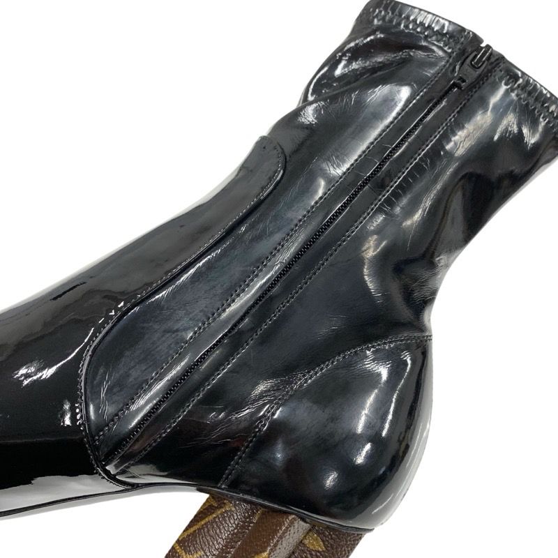 Louis Vuitton Silhouette Line Monogram Boots Short Boots Shoes Patent Black