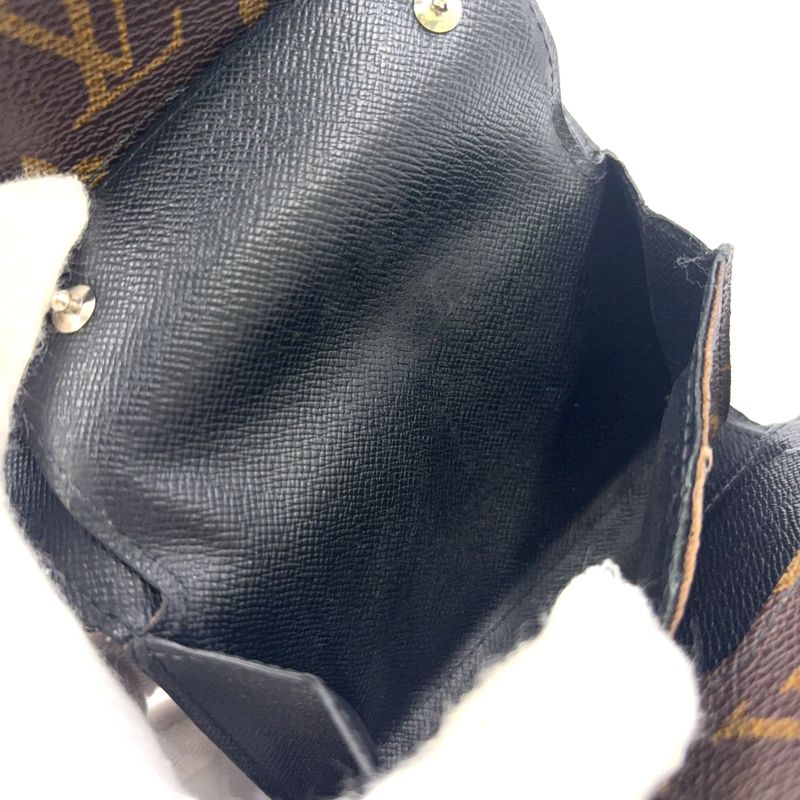 Louis Vuitton Portefeuille Compact Chain Leather X PVC Brown Wallet Silver