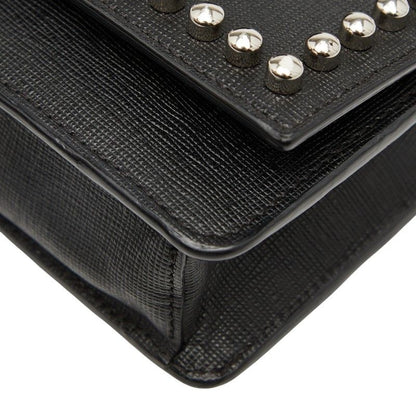 Fendi Carlito Studded Chain Shoulder Bag Wallet Bag 8m0346 Black Leather Women