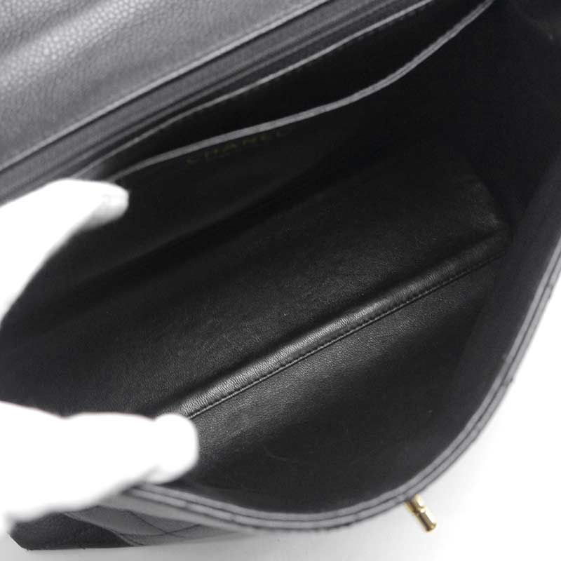 Chanel Matelasse Handbag Black And Gold Hardware Coco Mark Caviar Skin