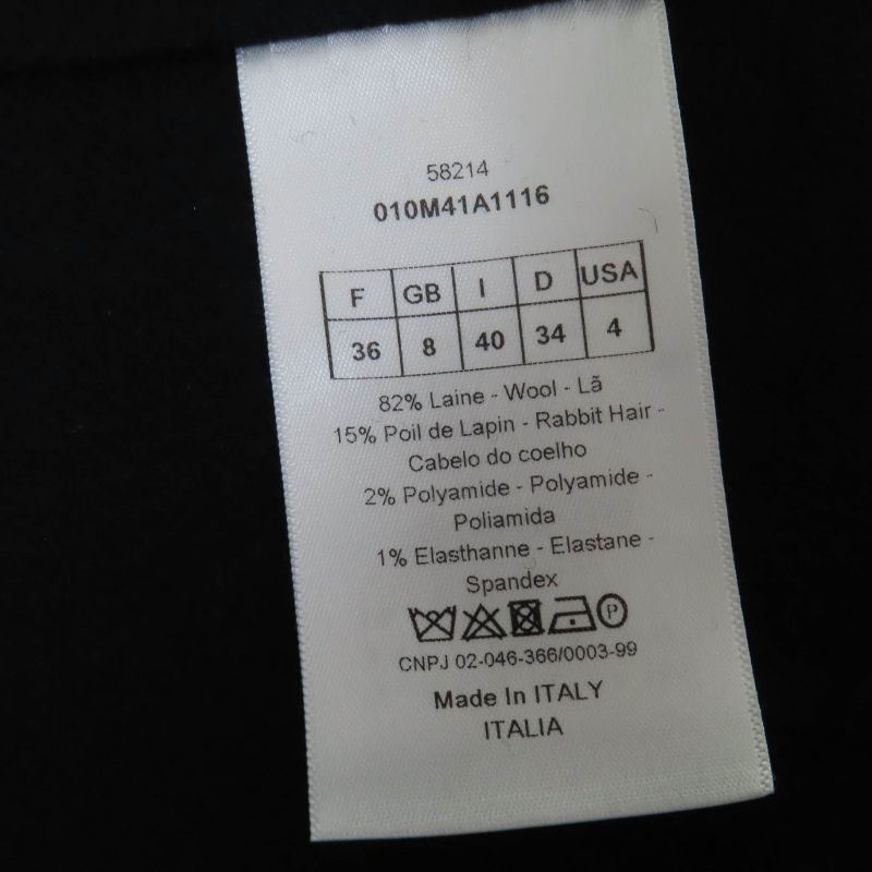 Christian DIOR 010m41a1116 Wool Rabbit Hooded Coat Black 40 Made In Italy