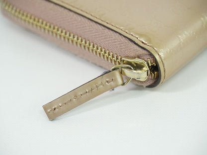 Authentic Gucci Micro Guccissima Patent Leather Round Zipper Long Wallet