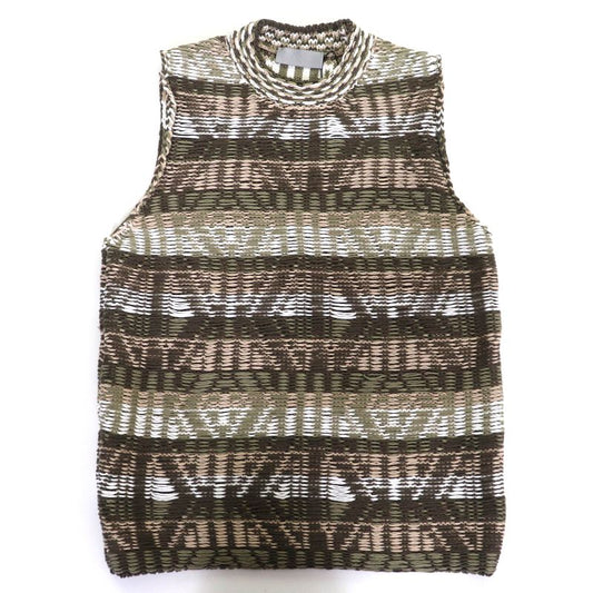 DIOR Christian DIOR Homme 383m636at544 100% Cotton Woven Pattern Crewneck Knit Vest Khaki L