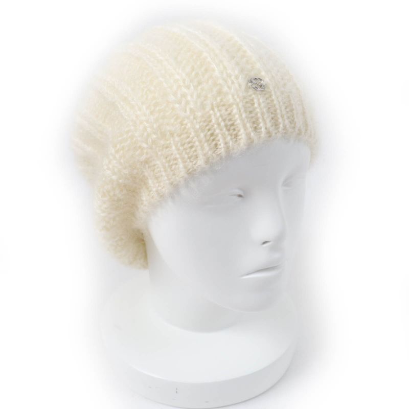 Gucci 331985 Mohair Silk Interlocking G Knit Hat Knit Cap Ivory L Made In Italy