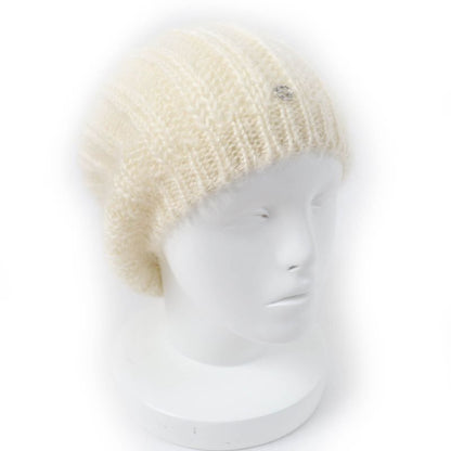 Gucci 331985 Mohair Silk Interlocking G Knit Hat Knit Cap Ivory L Made In Italy
