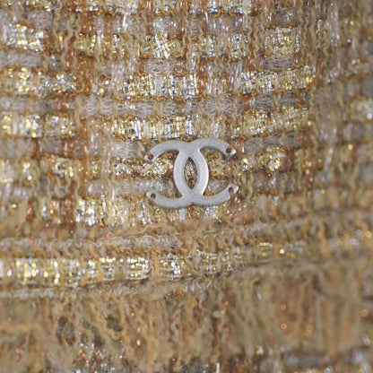 Chanel Sleeveless Fringe Tweed Dress P26066v16158 Camel Brown 40