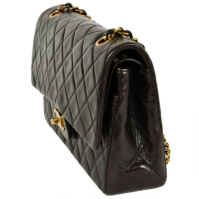 Chanel Matelasse 25 Chain Shoulder Bag Lambskin A01112 Black Gold Hardware 7