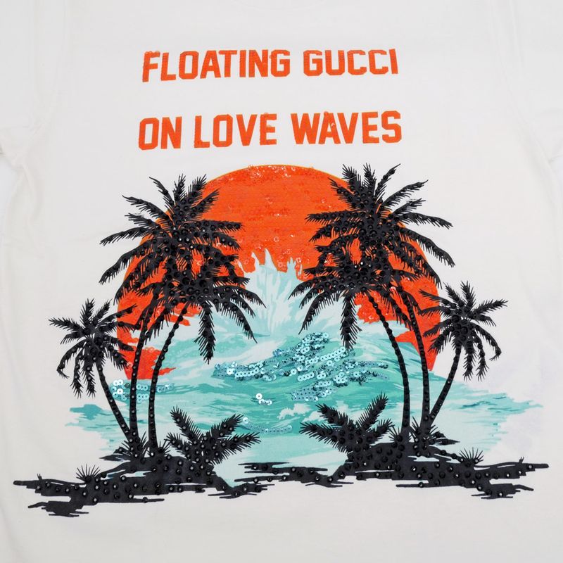 Gucci T-shirt With Sequins XS Size 615044 White Cotton Women's Clothes