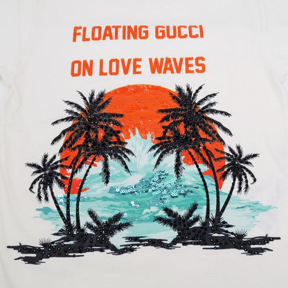 Gucci T-shirt With Sequins XS Size 615044 White Cotton Women's Clothes