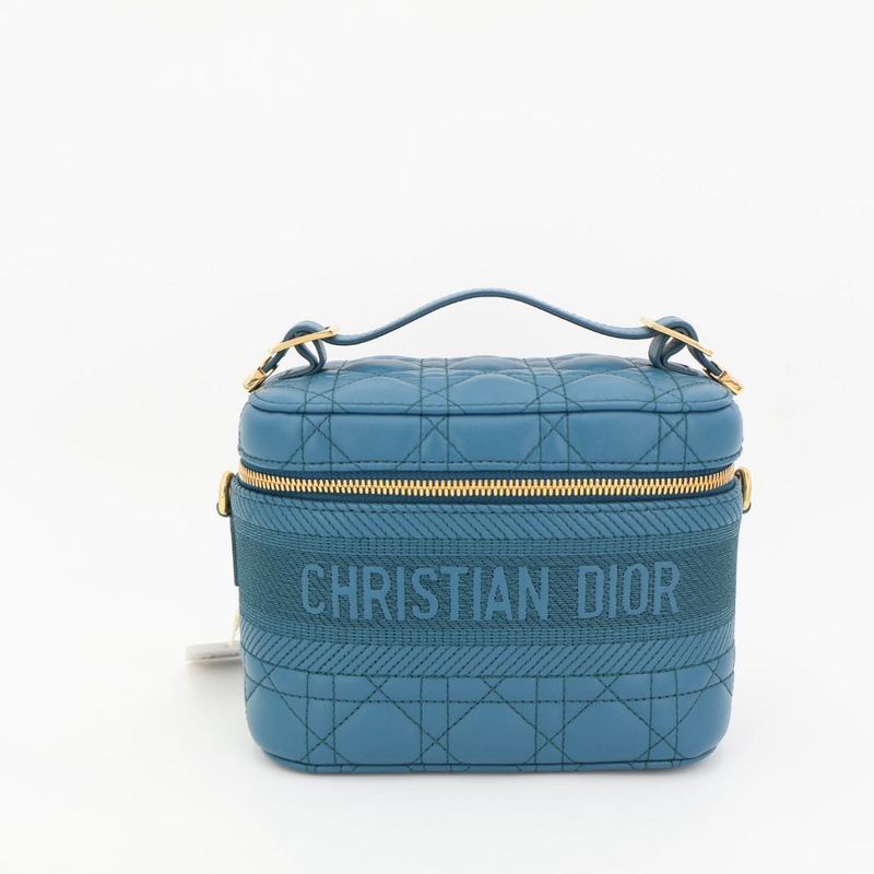 Christian DIOR Travel Canage Stitch Leather Small Vanity Shoulder Bag