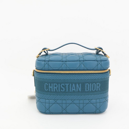 Christian DIOR Travel Canage Stitch Leather Small Vanity Shoulder Bag