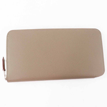 Hermes Azap Long Silk Quin Etoupe Vaux Epson Long Wallet Engraved W With Box