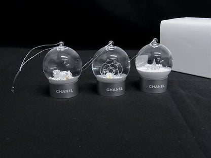 Boutique Chanel Snow Globe Lion Flower Star Key Holder Charm Set Of 3